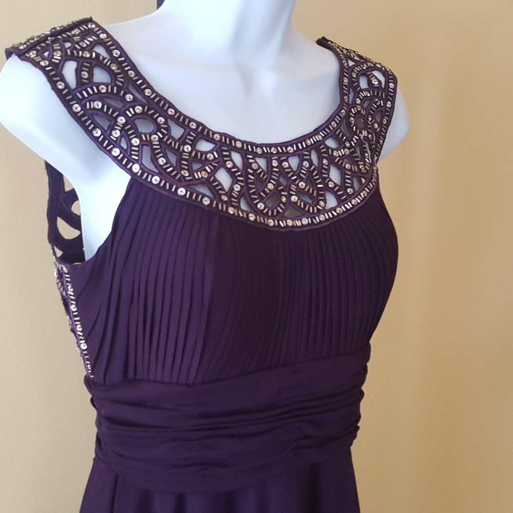 Plum sequined cocktail dress